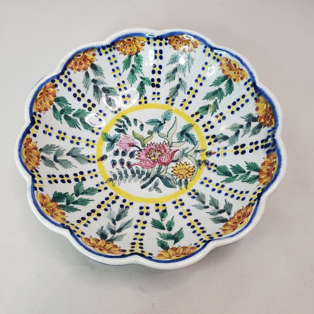 CP Carvalhinho Porto Hand Painted Made in Portugal 5 1/4" Floral Bowl Dish